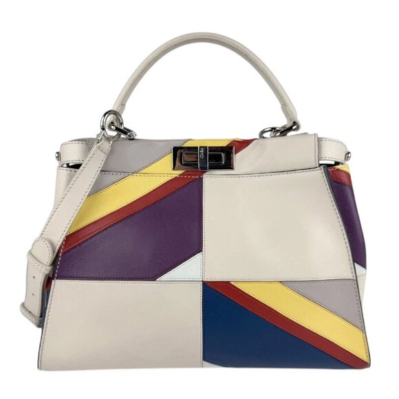 Auth FENDI Peekaboo Medium Handbag Shoulder Bag Multicolor Leather - z4375 - Picture 1 of 14